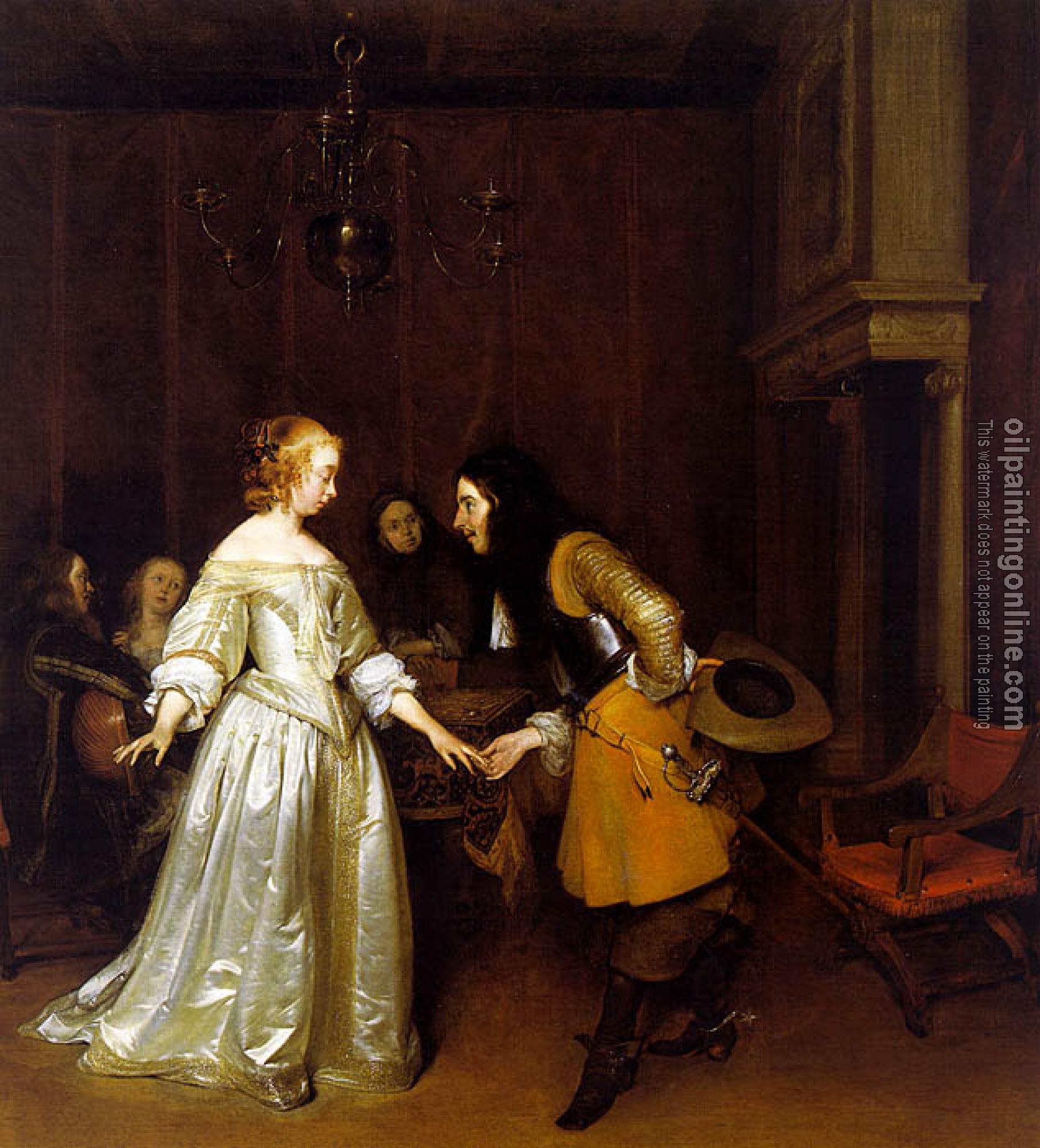 Borch, Gerard Ter - An Officer Making his Bow to a Lady